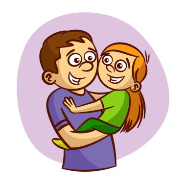 Baba ve kızı gülümseyen