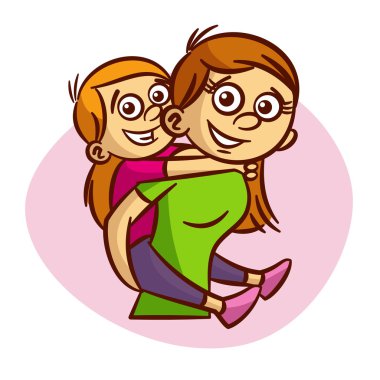 Anne ve çocuk eğleniyor.