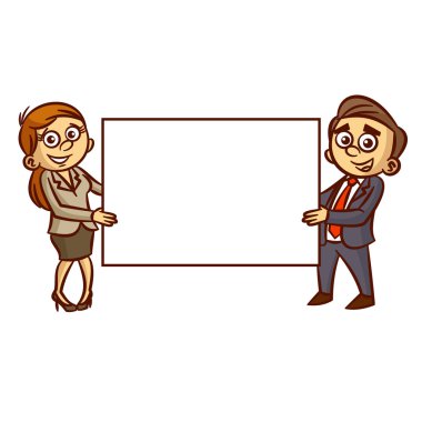 İşadamı ve Poster panosu Holding iş kadını