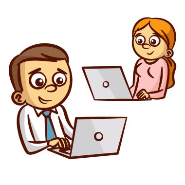 Bilgisayarda çalışan Ofis çalışanları