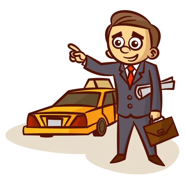 Bir taksi yakalamak işadamı — Stok Vektör