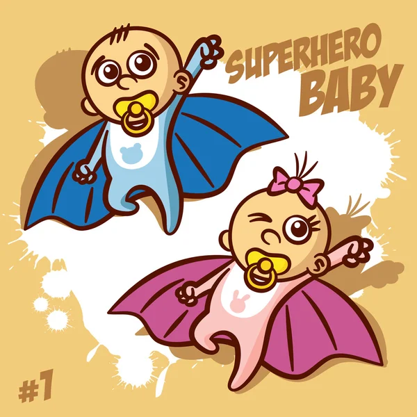 Superhero Baby Boy Girl Clipart — Wektor stockowy