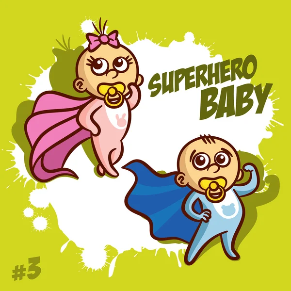 Superhero bebê menino menina clipart —  Vetores de Stock