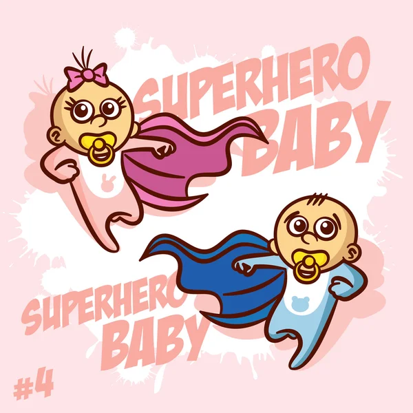 Superheld Baby Boy Girl Clipart — Stockvector