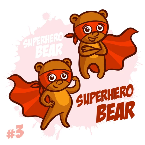 Superhjälte Bear vektor Illustration Set — Stock vektor