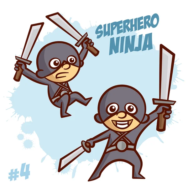 Superhéros Ninja Boy Clipart — Image vectorielle