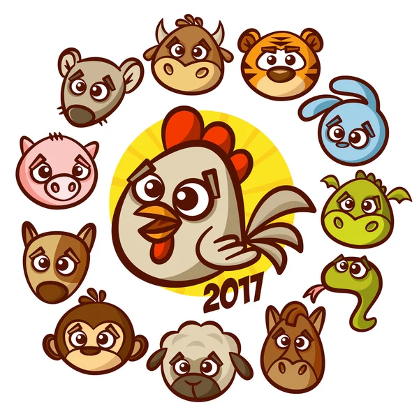 Κινέζικο νέο έτος Zodiac ωροσκόπιο των ζώων — Διανυσματικό Αρχείο