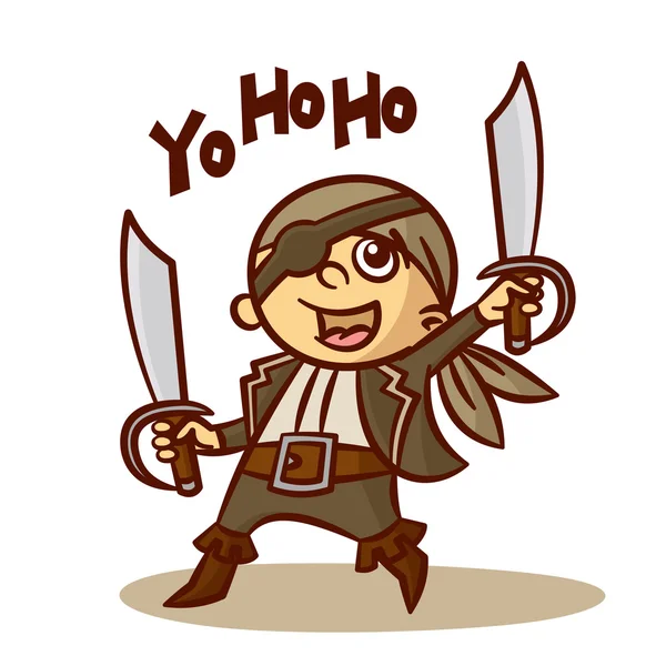 Смешной пиратский мальчик с мечом — стоковый вектор