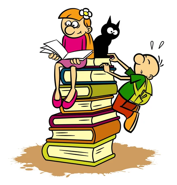 I bambini leggono il libro — Vettoriale Stock