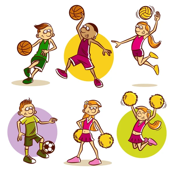 Kids playing various sports — Stock Vector