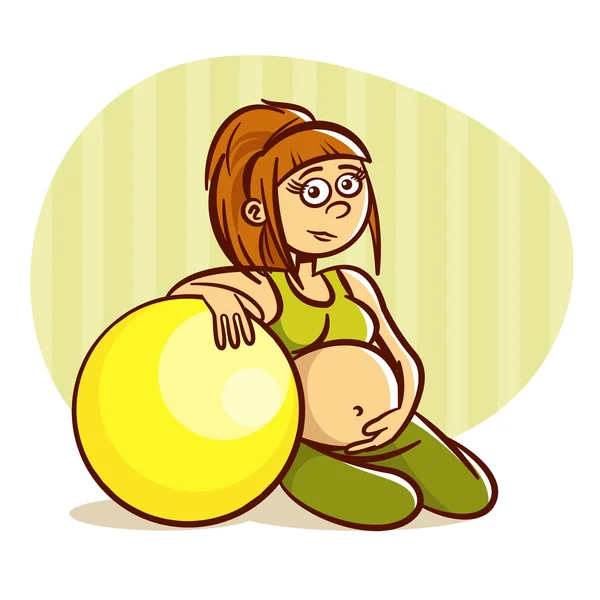 Schwangere mit Ball — Stockvektor