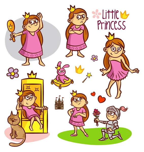 Pequena coleção princesa, conto de fadas — Vetor de Stock