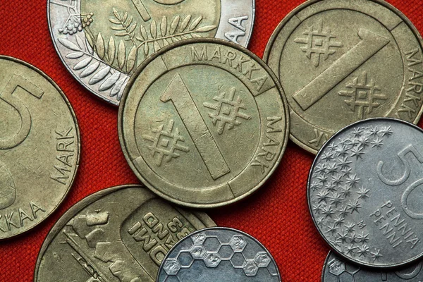 Moedas diferentes da Finlândia — Fotografia de Stock