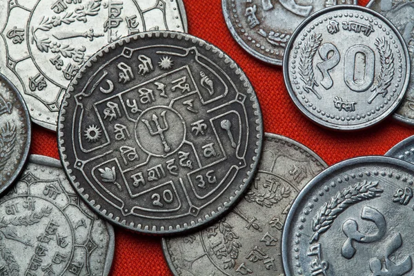 Различные монеты Непала — стоковое фото
