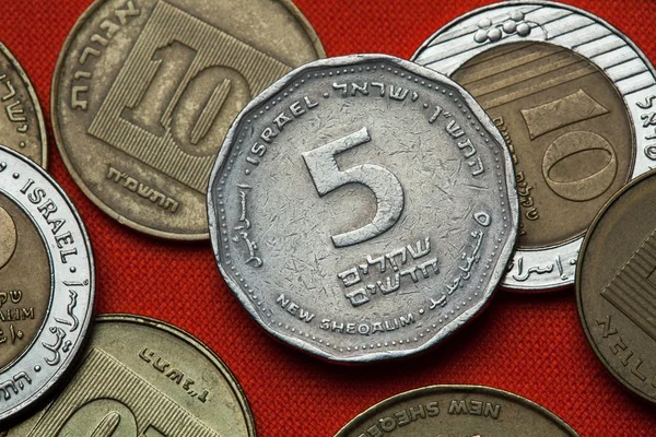 Různých mincí z Izraele — Stock fotografie