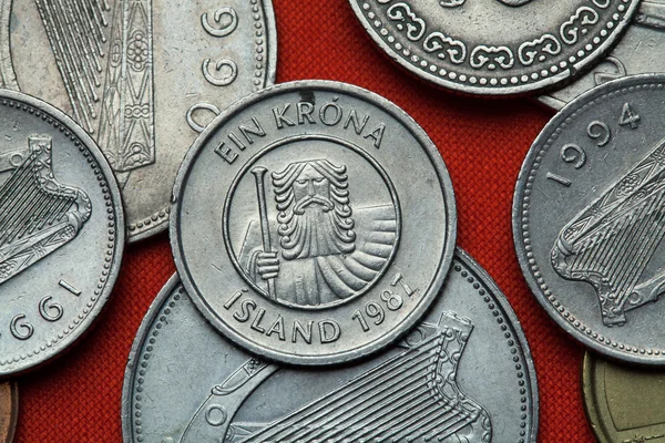 Different Coins of Iceland — Zdjęcie stockowe