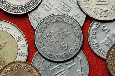 Coins of Taiwan on background clipart