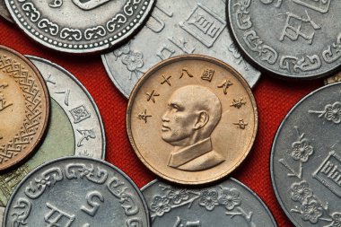 Coins of Taiwan. Chiang Kai-shek clipart
