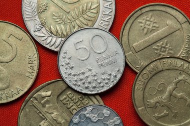 Coins of Finland. Haircap moss clipart