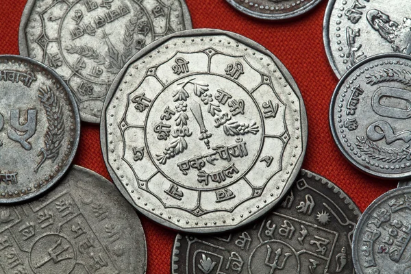 Monedas de Nepal en el fondo — Foto de Stock