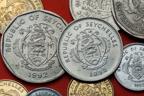 Coins of the Seychelles. Coat of arms — Stock Photo, Image