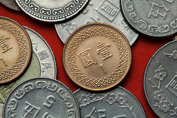 Tajvan, egy dollár érme — Stock Fotó