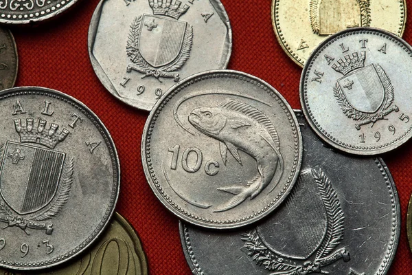 Monedas de Malta. Pez delfín — Foto de Stock