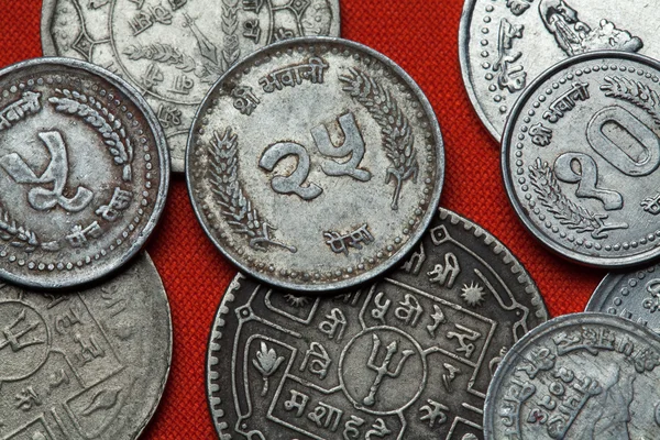 Monedas de Nepal en el fondo — Foto de Stock