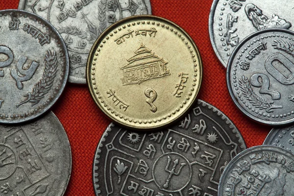 Coins of Nepal. Bageshwori Temple — Stock Photo, Image