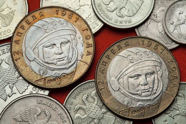 Rusya'nın paralar. Yuri Gagarin — Stok fotoğraf