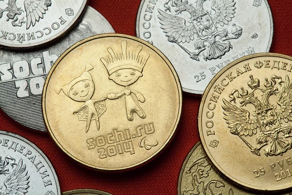 Monete della Russia. Olimpiadi invernali di Sochi — Foto Stock
