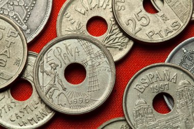 İspanya sikkeleri. Don Quijote ve yel değirmeni