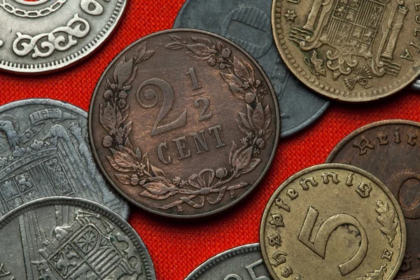 Monedas de los Países Bajos. medio centavo —  Fotos de Stock