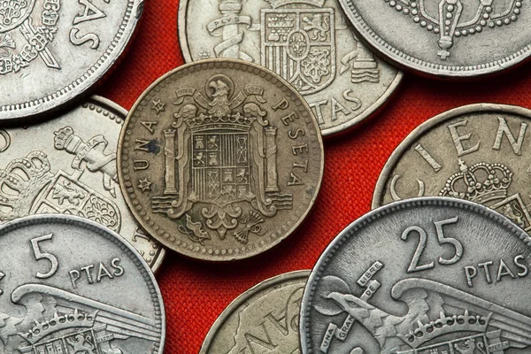 Coins of Spain. Emblem under Franco — Stock Photo, Image