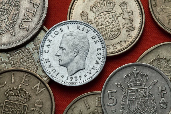 Монеты Испании. Хуан Карлос I — стоковое фото