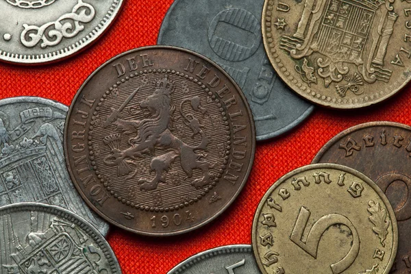 Różne monety w Holandii — Zdjęcie stockowe