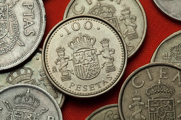 Monedas de España. emblema nacional español —  Fotos de Stock