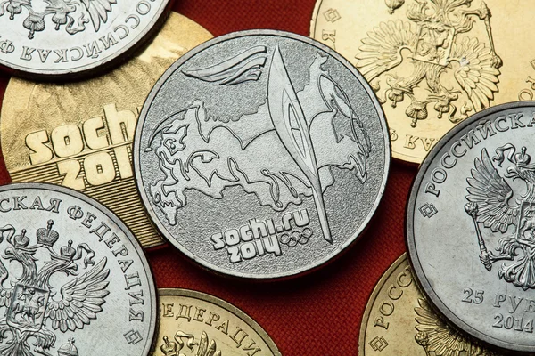 Coins of Russia. Sochi 2014 Winter Olympics — Stock Photo, Image