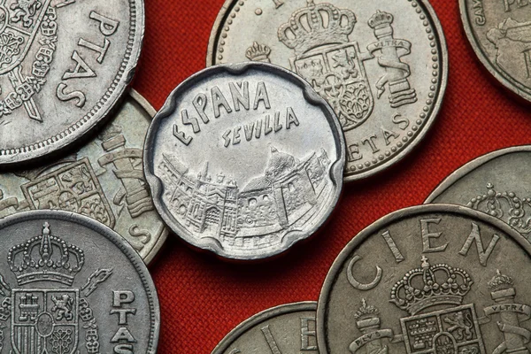 Münzen Spaniens. Sehenswürdigkeiten von Sevilla — Stockfoto