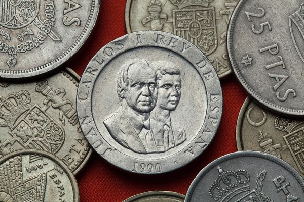Mynt av Spanien. Kung Juan Carlos — Stockfoto
