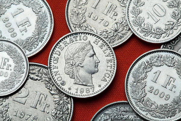 スイス連邦共和国の硬貨。リベルタスの頭 — ストック写真