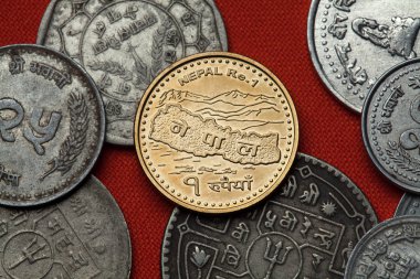 Nepalese coins on background.  clipart