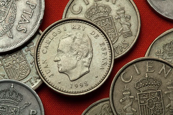 Monety z Hiszpanii. Król Juan Carlos I — Zdjęcie stockowe