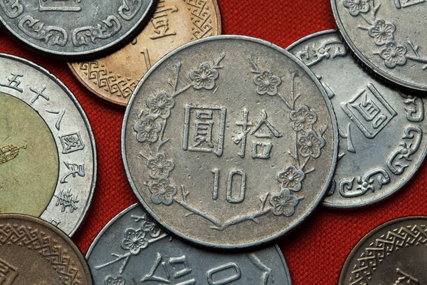 Monedas de Taiwán en el fondo — Foto de Stock