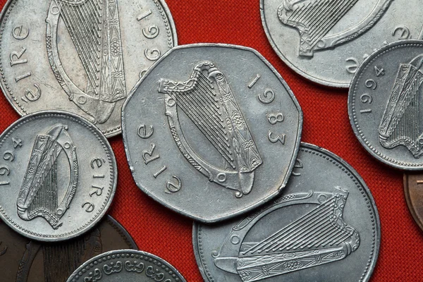 Coins of Ireland. Celtic harp — Stock Photo, Image