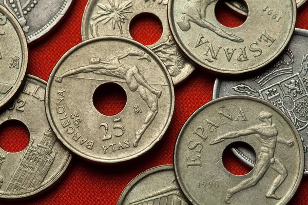 Νομίσματα της Ισπανίας. Υψηλό άλτης και Δισκοβόλος — Φωτογραφία Αρχείου