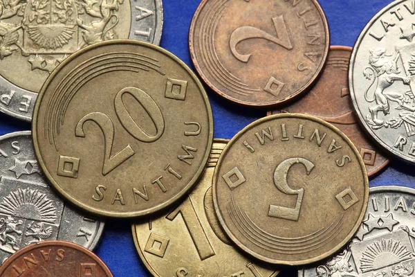Монети Латвії — стокове фото