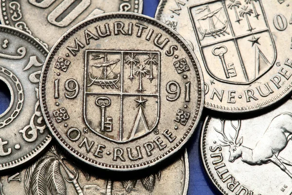 Monety z Mauritiusa — Zdjęcie stockowe