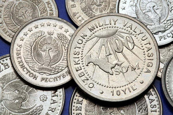 Монеты Узбекистана — стоковое фото