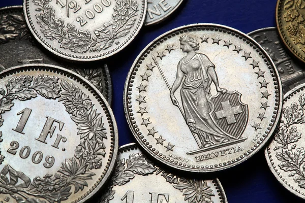 Monedas de Suiza — Foto de Stock